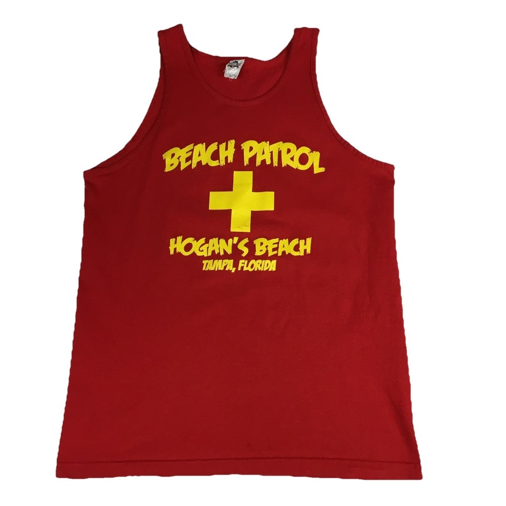 Alstyle Hogan's Beach Patrol‎ Tampa Florida Graphic Tank Top Red Mens Large L
